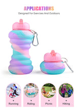 Load image into Gallery viewer, Collapsible Water Bottle - Donut Blue