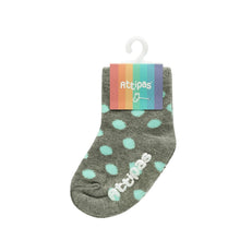 Load image into Gallery viewer, Non Slip Baby Socks - Polka Grey (0-12m)