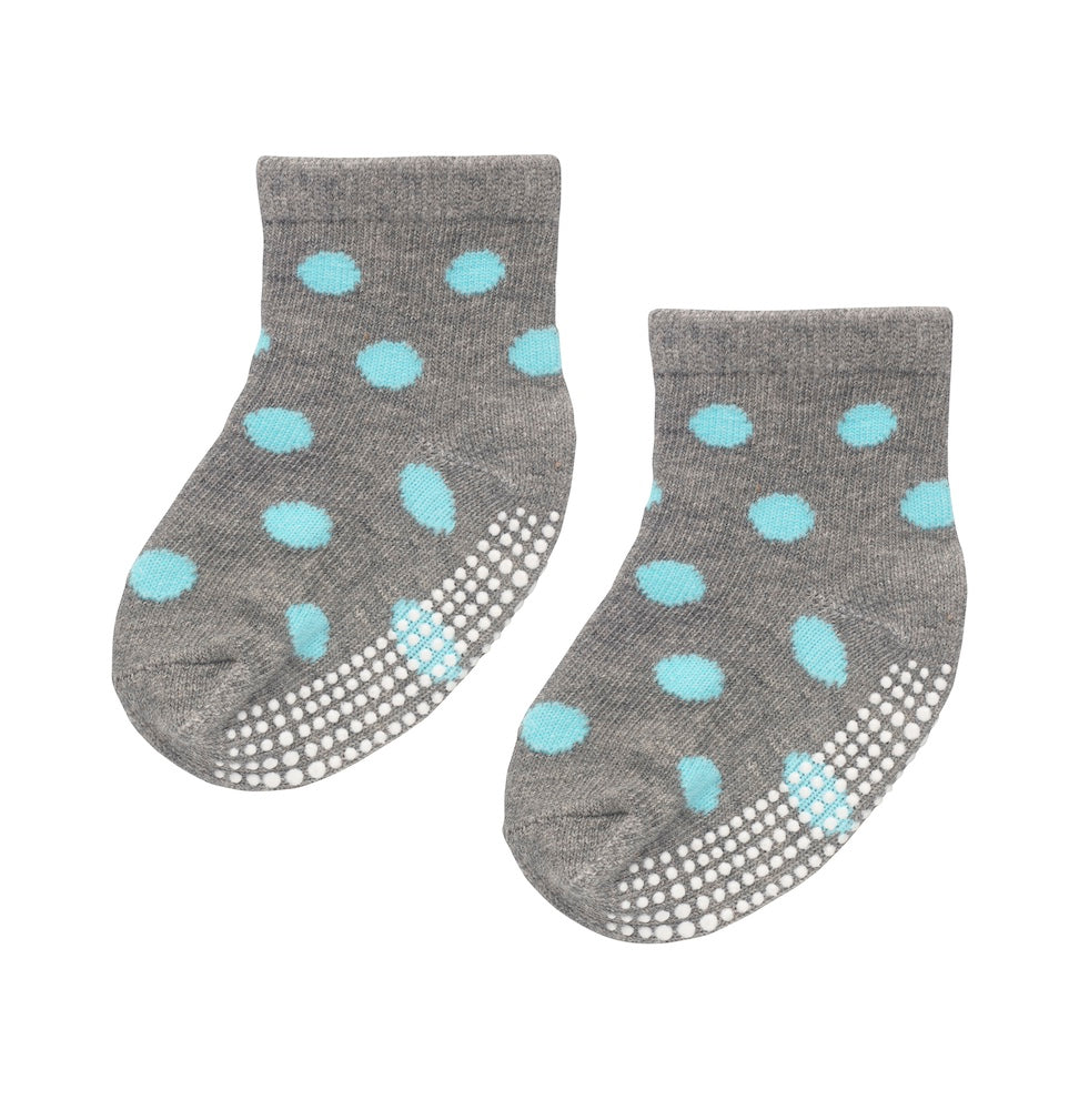 Non Slip Baby Socks - Dots Grey (12-24m)