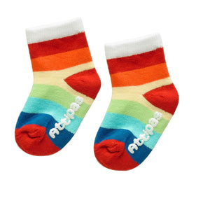 Non Slip Baby Socks - Rainbow White (0-12m)